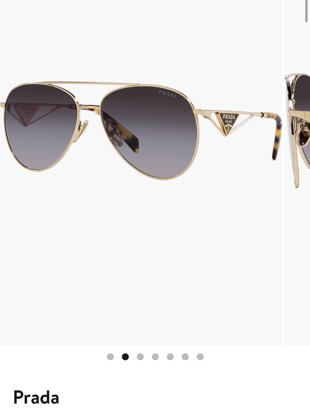 Unisex Prada Gold-Trim Brown Gradient Aviator Sunglasses